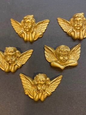 Gold Cherub Wing Embellishments - Set of 5